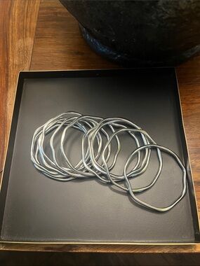 Zara Silver Wavy Stackable Metal Bracelets